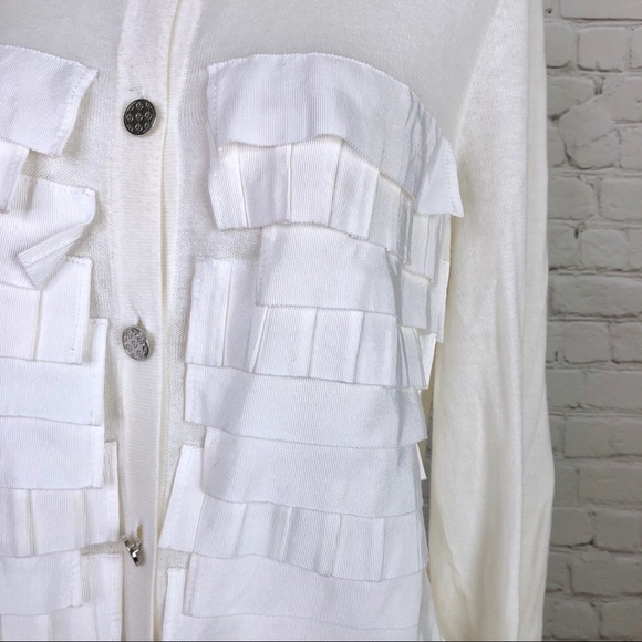 Michael Kors Ivory Ruffle Cardigan - Picture 3 of 7